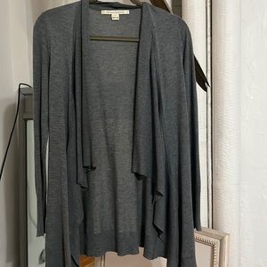 Gray Diane Von Furstenberg cardigan.